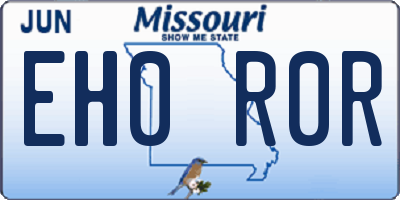 MO license plate EH0R0R