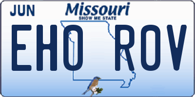 MO license plate EH0R0V