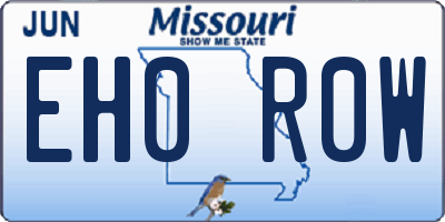 MO license plate EH0R0W