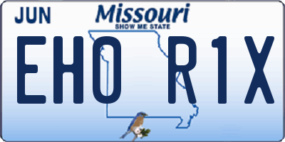 MO license plate EH0R1X