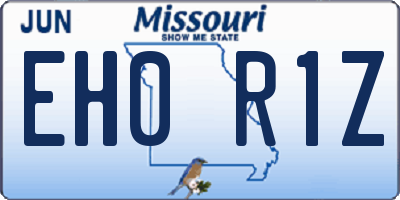 MO license plate EH0R1Z