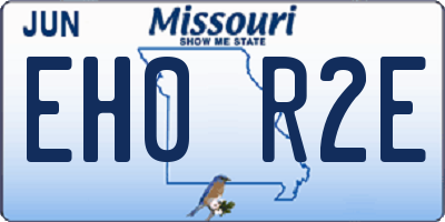 MO license plate EH0R2E