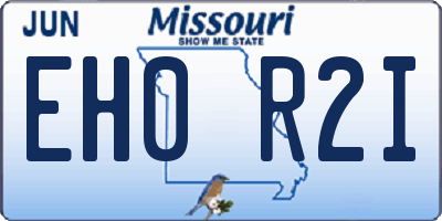 MO license plate EH0R2I