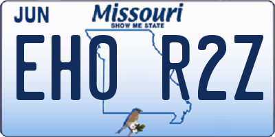 MO license plate EH0R2Z
