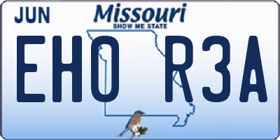 MO license plate EH0R3A