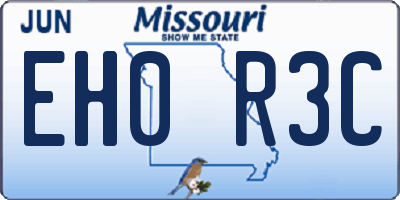 MO license plate EH0R3C