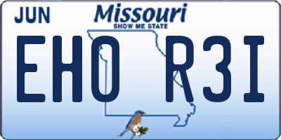 MO license plate EH0R3I