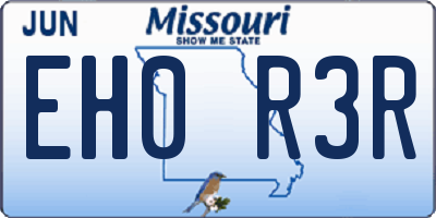 MO license plate EH0R3R