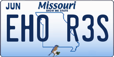 MO license plate EH0R3S