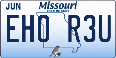 MO license plate EH0R3U