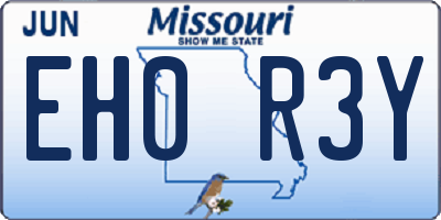 MO license plate EH0R3Y