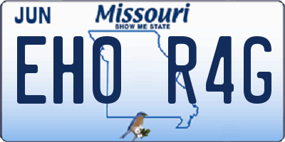 MO license plate EH0R4G