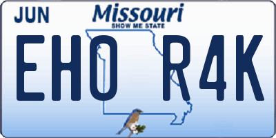 MO license plate EH0R4K