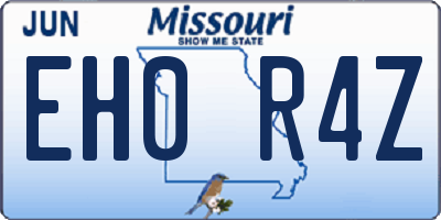 MO license plate EH0R4Z