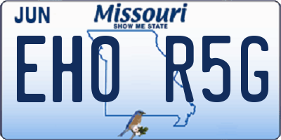MO license plate EH0R5G