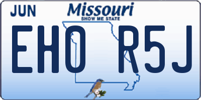 MO license plate EH0R5J