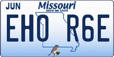 MO license plate EH0R6E