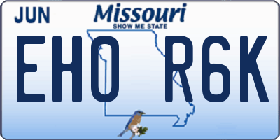 MO license plate EH0R6K