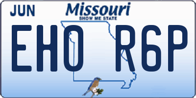 MO license plate EH0R6P