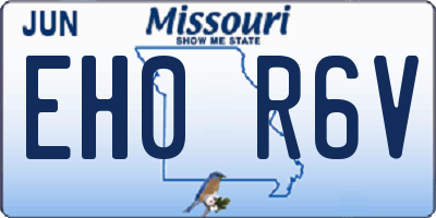 MO license plate EH0R6V