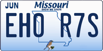 MO license plate EH0R7S