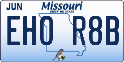 MO license plate EH0R8B