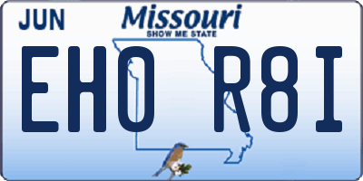 MO license plate EH0R8I