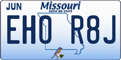 MO license plate EH0R8J