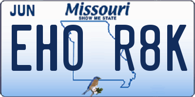 MO license plate EH0R8K