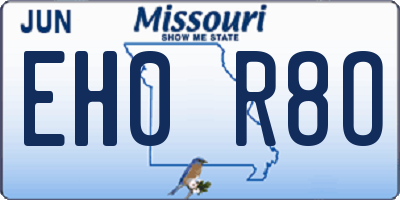 MO license plate EH0R8O