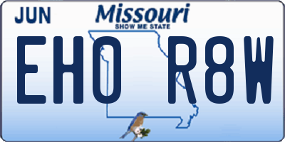 MO license plate EH0R8W