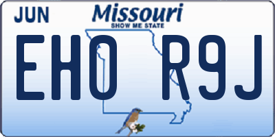MO license plate EH0R9J