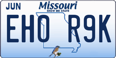 MO license plate EH0R9K