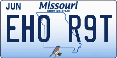 MO license plate EH0R9T