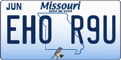 MO license plate EH0R9U