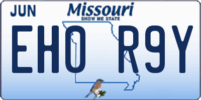 MO license plate EH0R9Y