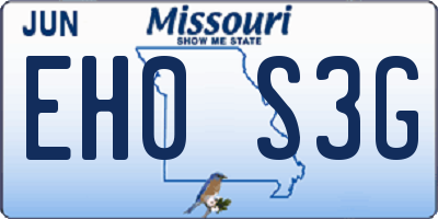 MO license plate EH0S3G
