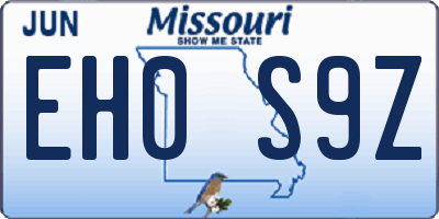 MO license plate EH0S9Z