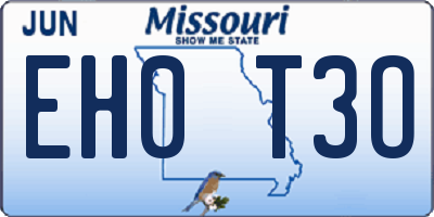 MO license plate EH0T3O