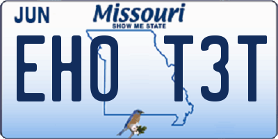 MO license plate EH0T3T