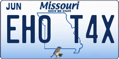 MO license plate EH0T4X