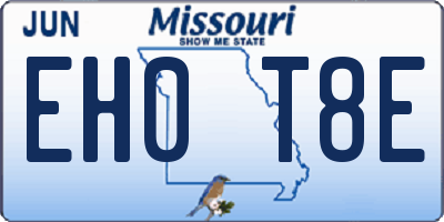 MO license plate EH0T8E