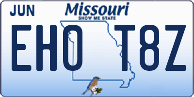 MO license plate EH0T8Z