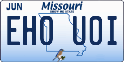 MO license plate EH0U0I