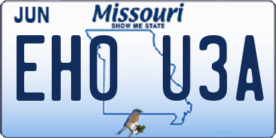 MO license plate EH0U3A