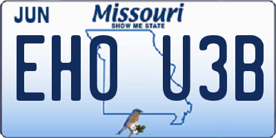 MO license plate EH0U3B