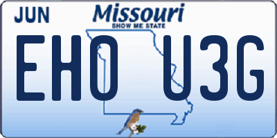 MO license plate EH0U3G