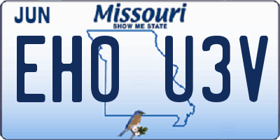 MO license plate EH0U3V