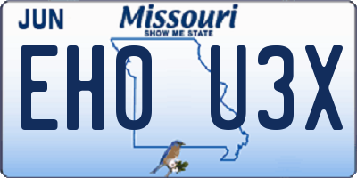 MO license plate EH0U3X