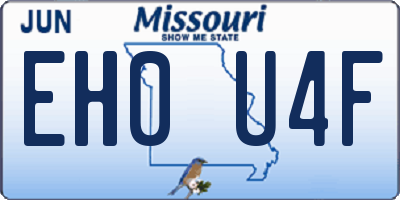 MO license plate EH0U4F